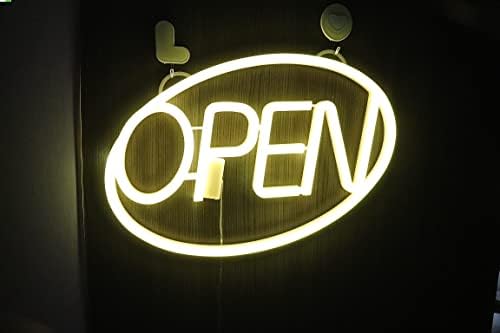 iKefe 16 x 10 Inch LED Neon Light Up Open Sign with Remote Timer, Large Outdoor USB Powered Open Closed Door Neon LED Lighted Signs for Business, SPA, Bar, Restaurant, Flower Shop, Bakery (Warm White)