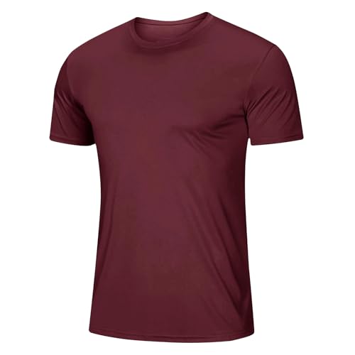 Image of Gym Tshirt Men Classic Stretch T-Shirt Lightweight Breathable Short Sleeve Regular Fit Collarless Casual Tops Soft Cozy Basic Base Layer for Running Gym Cycling