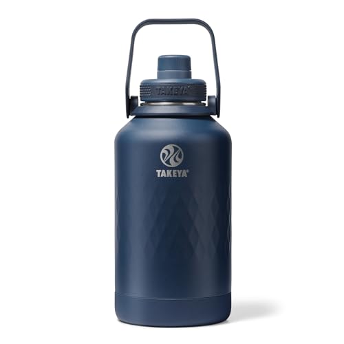 Takeya Sport Triple Insulated Water Bottle with Spout Lid and Ice Blocker (64 oz, Indigo) - Triple Wall, Leakproof, Stainless Steel Water Bottle for Gym & Outdoor Use