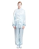 ICNBUYS Damen Tai Chi Uniform Advanced Rayon Seide, Damen, hellblau