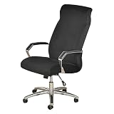 Funda de terciopelo para silla de oficina, elástica, protector de asiento giratorio, color negro, tamaño madre, ideal para uso en la oficina y el hogar