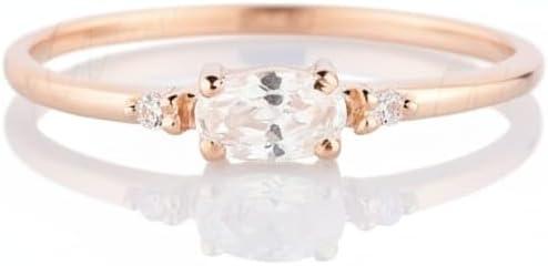 Minimalist engagement ring rose gold, Small & dainty anniversary promise rings, Bridal ring gold, Tiny oval cz wedding rings, Gift for her - GJH240