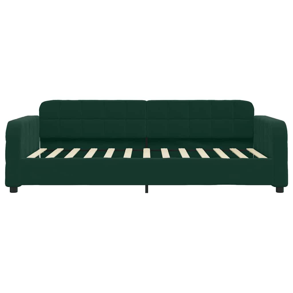 Cama de día con cama de día sin colchón verde oscuro 90 x 200 cm | Sofá 2 en 1, terciopelo suave, estructura de madera y metal, salón o dormitorio