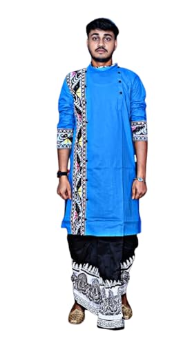 Image of Pure Cotton Full Sleeves Kurta with dupion silk Dhoti pant set (701)