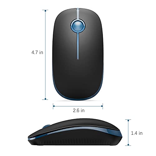 Image of Wireless Mouse, Vssoplor 2.4G Slim Portable Computer Mice with Nano Receiver for Notebook, PC, Laptop, Computer-Black and Sapphire Blue