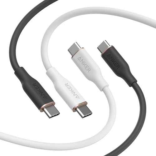 Anker USB Cケーブル Type C 高速充電フローコード iPhone 1716/15シリーズ、MacBook Pro 2020など用 (USB 2.0 240W 2個パック Balck+White 6フィート)の商品画像（Amazon）