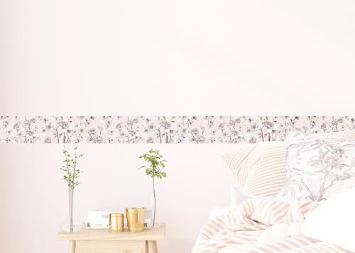 AG Design Selbstklebende Bordüre Magnolienblüten, AWB 8466 | Wasserfest Dekoration für Wände, Möbel, Tapeten, Wandverkleidungen und Türen, Folie | Breite 500 cm x Höhe 13.8 cm