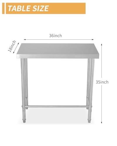 Stainless Steel Table 18x36 Inch, Stainless Steel Kitchen Prep Table, Commercial Utility Work Table
