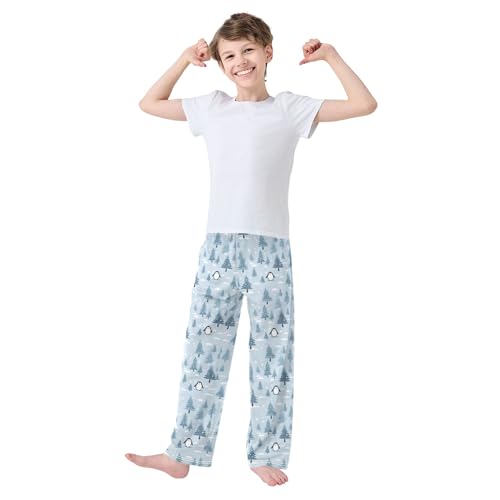 Cute Penguin Long Pajama Pants Elastic Waist PJ Bottoms with Pockets S A1130003