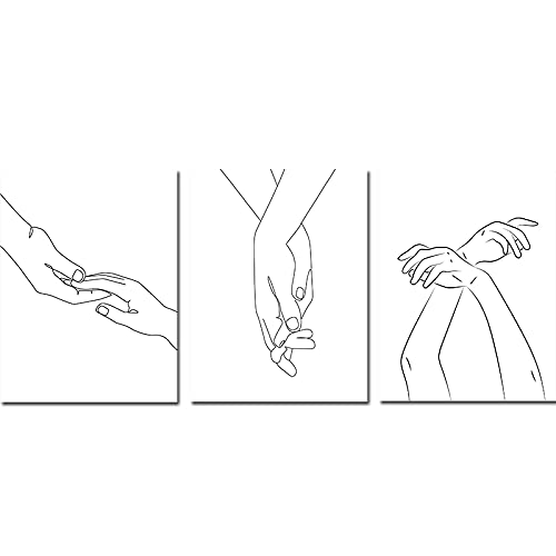 Affiche couple dessin un trait : habillez un mur vide avec 3 toiles nordiques 40x60cm