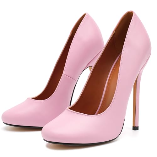 Image of Unisex High Heels for Men and Women 5.5 Inch Stiletto Heels | Round Toe Pumps Sexy Dress Party Shoes