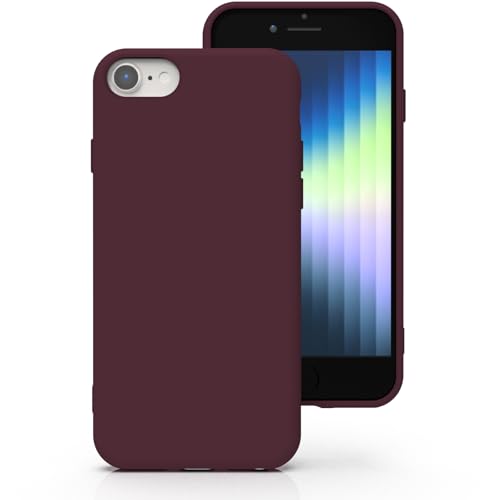 Zuvirelx Silicone Case for iPhone 7/8/SE 2020/2022 Soft Grip Thin Minimalist Shockproof Non-Slip Pocket-Friendly - Burgundy