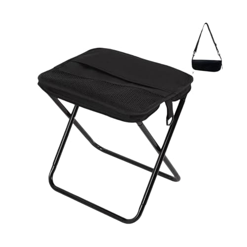 Doukesh Taburete Plegable Portatil Pequeño Banqueta Plegable Banquito Plegable Silla Plegable con Correa de Hombro Ajustable para Camping Senderismo Hacer Pesca Capacidad Máxima de Carga: 120KG