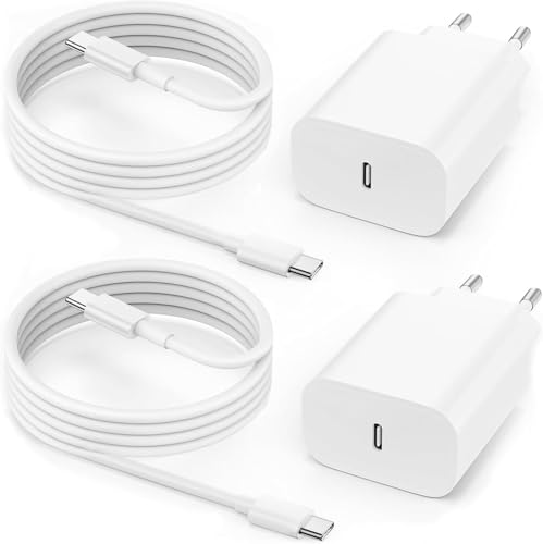 Chargeur Rapide USB C 25W pour iPhone 17 16 15 Pro Max Air Plus, iPad Air/iPad Pro/iPad 10/11e Génération,2 Packs de Prises USB C avec 2M de Câble C to C
