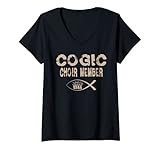 Donna COGIC Denominazione Chiesa Coro Membro Fede cristiana Maglietta con Collo a V