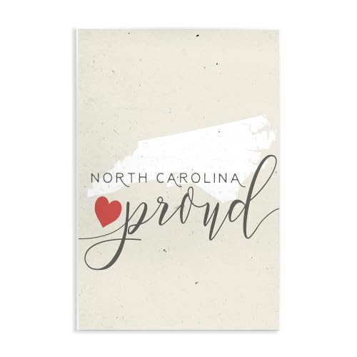 Stupell Industries North Carolina Proud with Heart Wall Plaque Art, Multi-Color