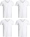 Produktbild JACK & JONES T Shirt Herren 4er Pack Basic V-Neck T-Shirt Tee Mix Paket Baumwollmix (L - 4er, Basic Weiss)
