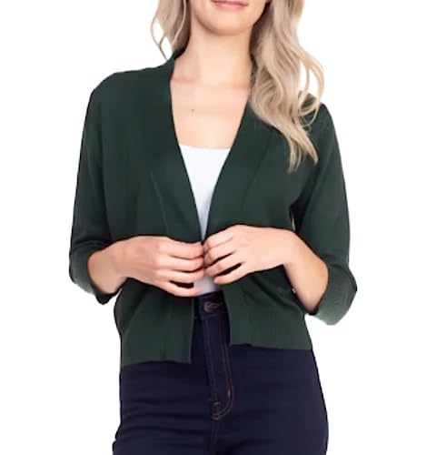 Bolero Cropped Cardigans Shrugs for Women - 3/4 Sleeve Open Front Cover up for Dresses3