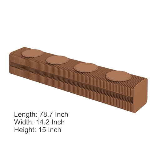 Image of Kraft Paper Rectangle Ottoman - Folding Bench Rest for Bedroom & Entryway, Collapsible Stool with Pad, Portable Stool & Square Ottoman for Living Room Decor, Space-Saving Footrest, Brown, 4 Seats