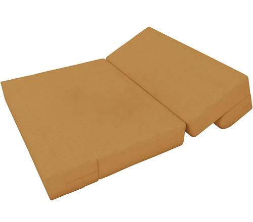 Image of NUVOLE Golden Sofa Cum Bed for One Seater | Imported Velvet Fabric, Washable Cover, Cushion Included | 3' x 6' Feet | Portable & Space-Saving Furniture for Home /Office