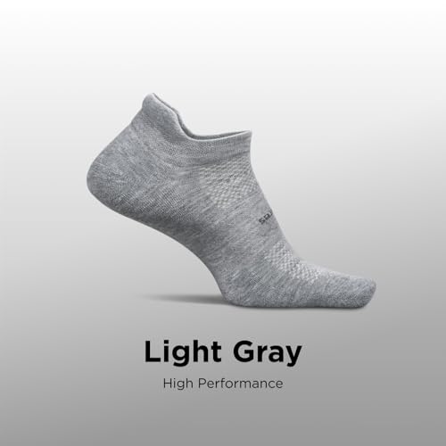 Feetures High Performance Max Cushion Ankle Sock - Tab Socks for Women & Men with Heel Tab - Light Gray, M (1 Pair)