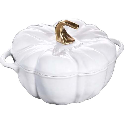 Image of Staub Cast Iron 3.5 Qt Pumpkin Dutch Oven, Cocotte, White, Made in France
