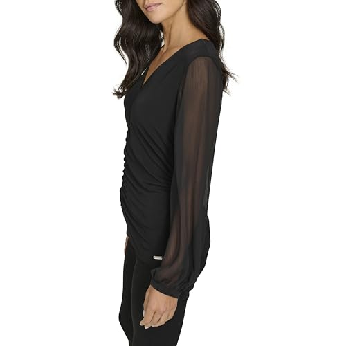 Image of Calvin Klein Women's V-Neck Long Sleeve Top