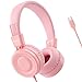 Cowyawn USB Type C Kids Headphones for School, Wired Toddler Headphones, 94dB Volume Limited, HD Stereo Sound, Foldable Lightweight On-Ear Wired Headphones for Kids/Children/Teens/Boys (Light Pink)