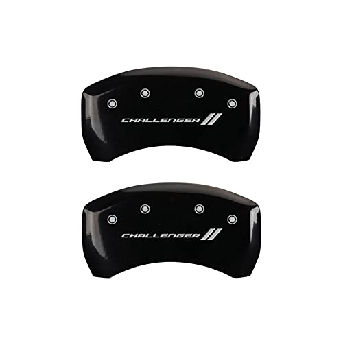 Image of MGP Caliper Covers - Brake Caliper Covers for 2011-2023 Dodge Challenger & 2011-2023 Dodge Charger (Requires Dual Piston Front Caliper) Front and Rear Set (Black, Challenger / /)