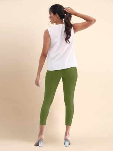 Image of TRENDMALLS Women's Microfiber Elastane Stretch Soft Cropped Leggings with Ultrasoft Waistband for Women