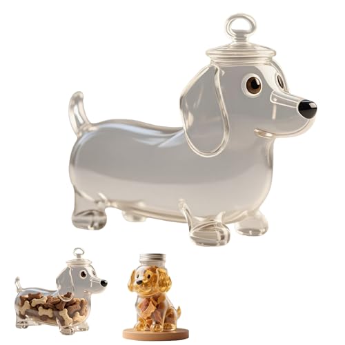 Dachshund Snack Jar,Dog Shape Glass Storage Can,Airtight Treat Containers With Lids,Adorable Glass Food Jars,Novelty Cute Cookie Jars for Kitchen And Countertop Decor Pet Lovers Gift (Dachshund)