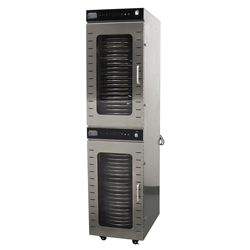 TECHTONGDA Commercial 40 Layers Food Dehydrator Rotary Dryer Stainless Steel Adjustable Temperature 86°F-194°F for Jerky Herb Meat Beef Fruits Vegetables 220V