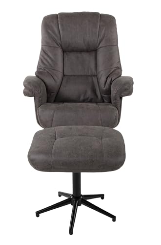 Duo Collection Burnaby Relaxsessel mit Hocker | verstellbar & 360° drehbar | Fernsehsessel mit Relaxfunktion | bequemer Ruhesessel in Anthrazit – Bild 3