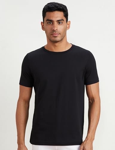 Image of Amazon Brand - Symbol Men's Solid Cotton T Shirt | Round Neck | Half Sleeve | Plain-Regular Fit (Available in Plus Sizes)