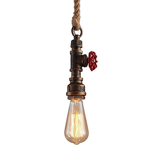 Lustre corde et métal noir vintage retro style industriel pour cuisine et salon chic