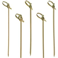 Papstar Fingerfood-Spieße / Holzspieße Knoten (250 Stück) 6 cm, Naturholzspieße aus Bambus mit originellem Knoten, für Fingerfood, kleine Snacks und Antipasti, originelles Design #16769