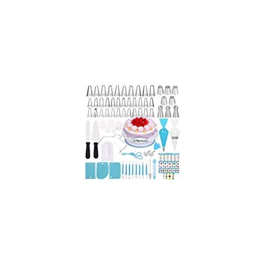 Cake Decorating Supplies Kit,170 PCS Baking Supplies Set with Icing Piping Tips & Russian Nozzles with Pattern Chart, Rotating Turntable Stand, Frosting, Piping Bags - Best Mother’s Day Gifts