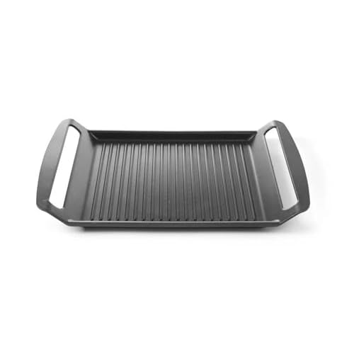 HENDI Grillplaat, gechikt voor alle warmtebronnen, inductiebodem, anti-aanbaklaag, temperatuurbestendig 250°C,390x260x(H)35mm, gegoten aluminium