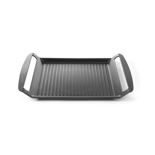 HENDI Grillplaat, gechikt voor alle warmtebronnen, inductiebodem, anti-aanbaklaag, temperatuurbestendig 250°C,390x260x(H)35mm, gegoten aluminium