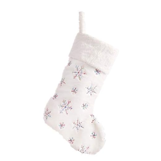 Freesiom Botte de Noël a Suspendre Bas Chaussettes Grande Décoration Suspendue Sapin Cheminee Bonbon Sac Biscuit Arbre Enfant Flocon Poil Cadeau Blanc (Multicolore)
