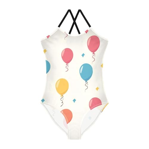 ZZKKO Colorful Balloon Girls Swimsuit One Piece Bathing Suit for Baby Girls' Swimwear 3-10T