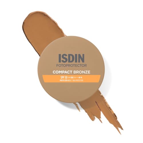 ISDIN Compact Bronze SPF 50 Protección solar facial con color, Cubre imperfecciones y aporta un tono natural, 10 g