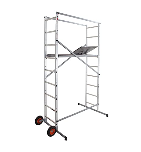 Echafaudage Roulant de Jardin Tout Terrain 1,7m/3,7m en Aluminium Hailo HobbyStep H4 Jardin