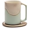 Ui Artist Collection Self-Heating Mug Set Mint Glacier | 12 fl oz / 355 mL Handcrafted Ceramic Coffee & Tea Mug with Heating Pad