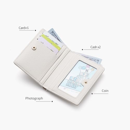 Belsmi Women Small Slim Minimalist Leather Bifold Trifold Wallets (Beige)3