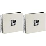 Hama Fotoalbum 28x24 cm (Spiral-Album mit 50 schwarzen Seiten, Fotobuch mit Pergamin-Trennblättern, Album zum Einkleben und Selbstgestalten) kreide (Packung mit 2)