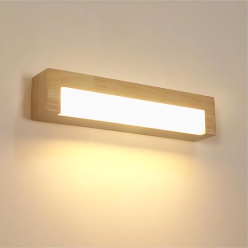 Comely Applique Murale LED Intérieur 18W, Lampe Murale en Bois, Design Rectangulaire Luminaire LED Interieur pour Chambre Salon Escalier Entrée, Blanc Chaud...