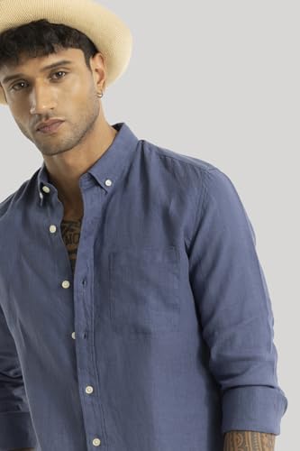 Image of SNITCH Aurelio Blue Plain Linen Shirts