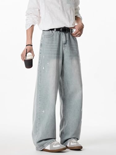 Men's Jeans Spring American Embroidered Wide Leg Denim Long Pants for Men4