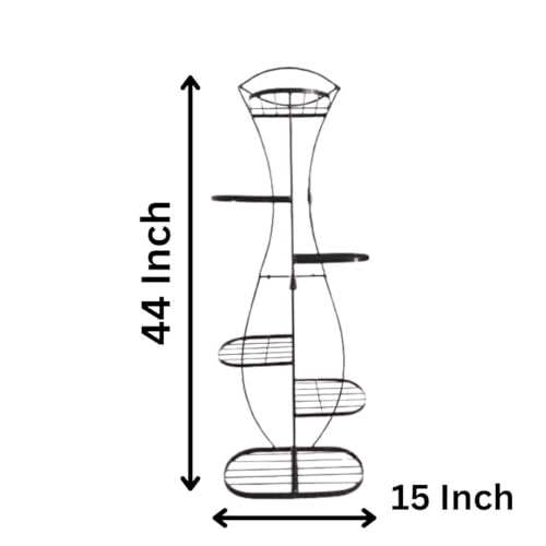 Image of 9 Tier Folding Metal Plant Stand Indoor 8 Tier 9 Potted with Gardening Tools and Gloves, Multiple Flower Pot Holder Display Rack for Patio, Garden, Balcony, Living Room (Surai Black)